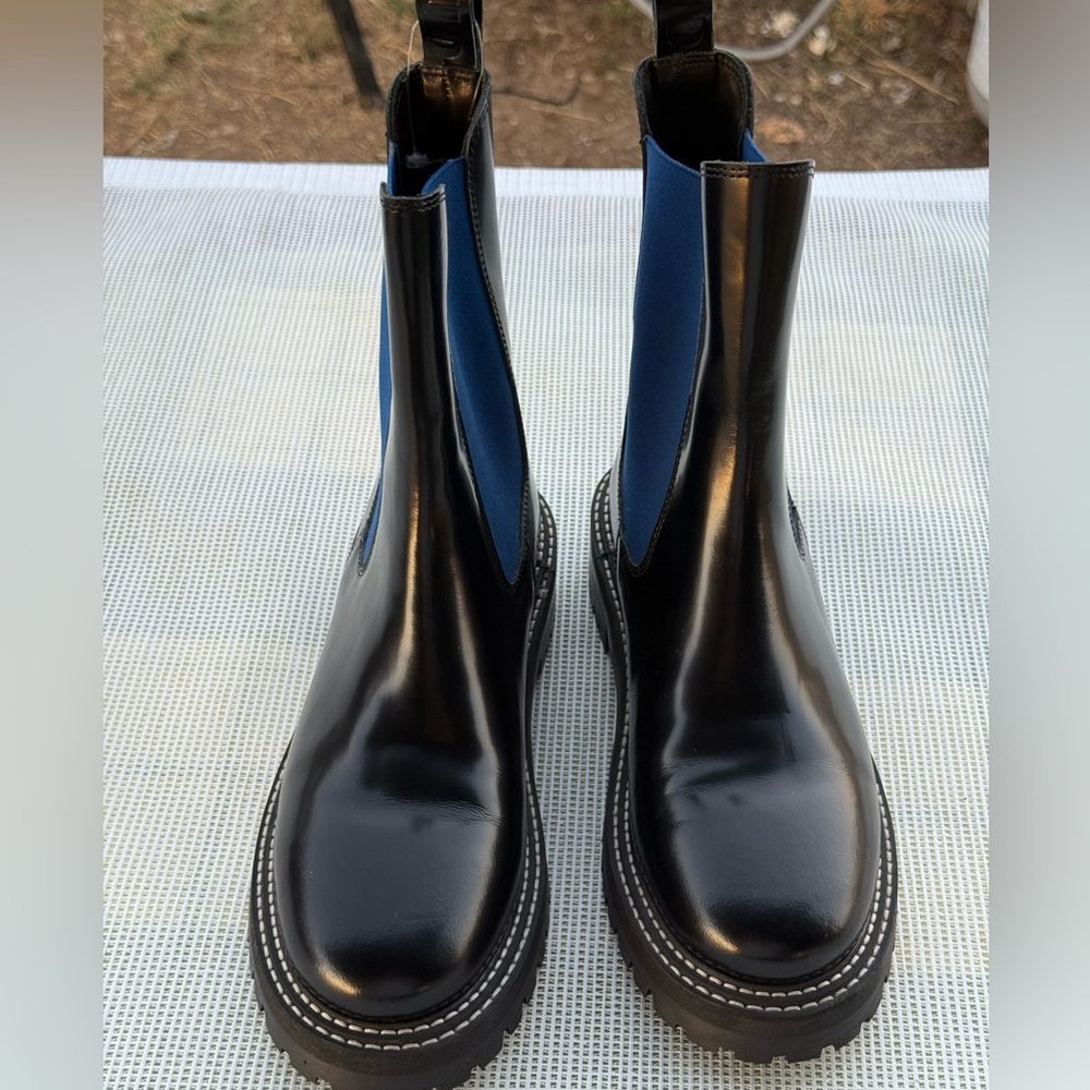 NEW WOMENS STAUD PALOMINO Black and blue  Leather Chelsea Boots 38